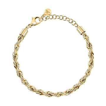Bracciale spesso Morellato in acciaio dorato con intreccio Regolabile 16-20 cm