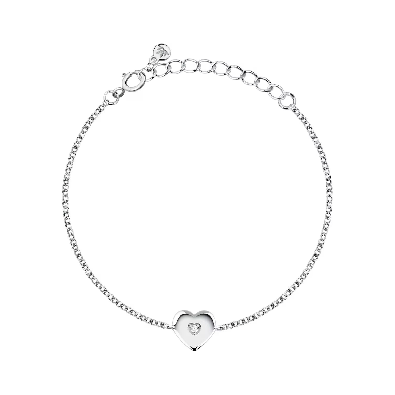 Bracciale catena Morellato Dono acciaio e cuore con zircone 17 cm