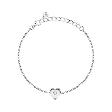 Bracciale catena Morellato Dono acciaio e cuore con zircone 17 cm