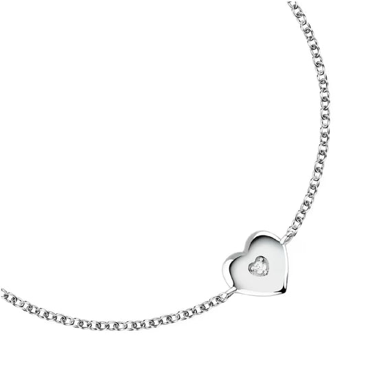 Bracciale catena Morellato Dono acciaio e cuore con zircone 17 cm