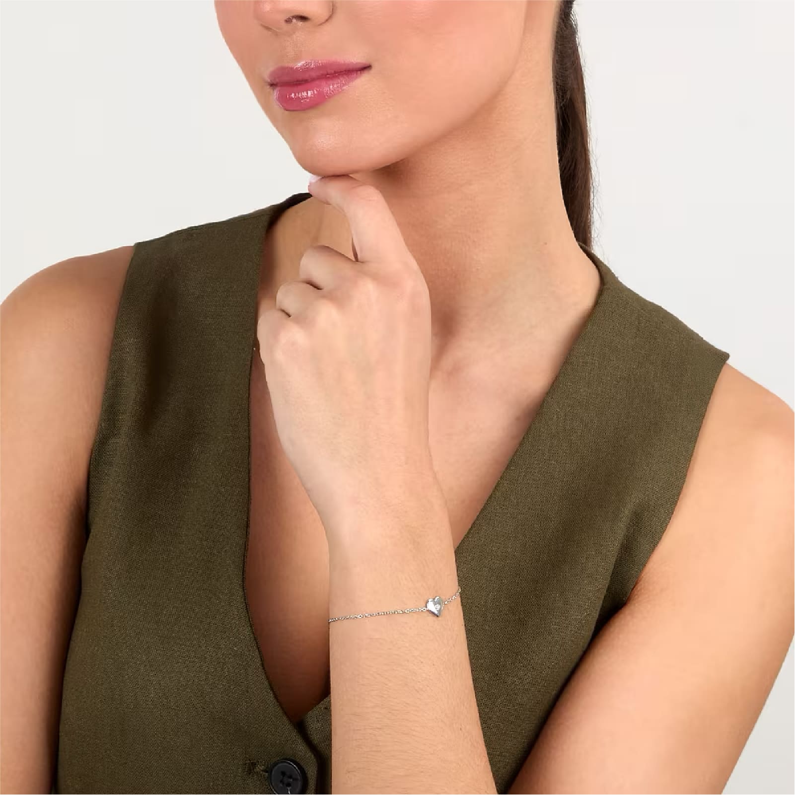 Bracciale catena Morellato Dono acciaio e cuore con zircone 17 cm