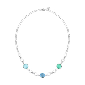 Collana Morellato Venezia argento con tre pietre verdi e blu MISURA UNICA