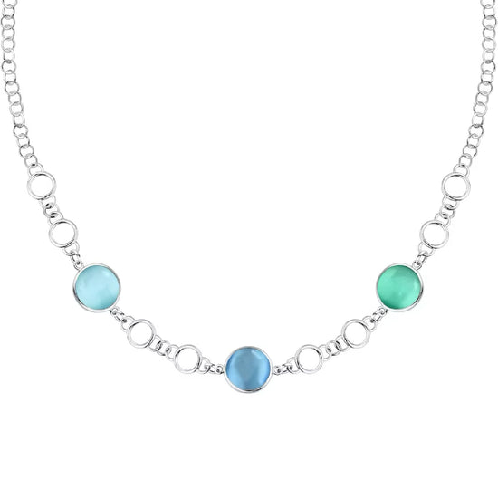 Collana Morellato Venezia argento con tre pietre verdi e blu MISURA UNICA