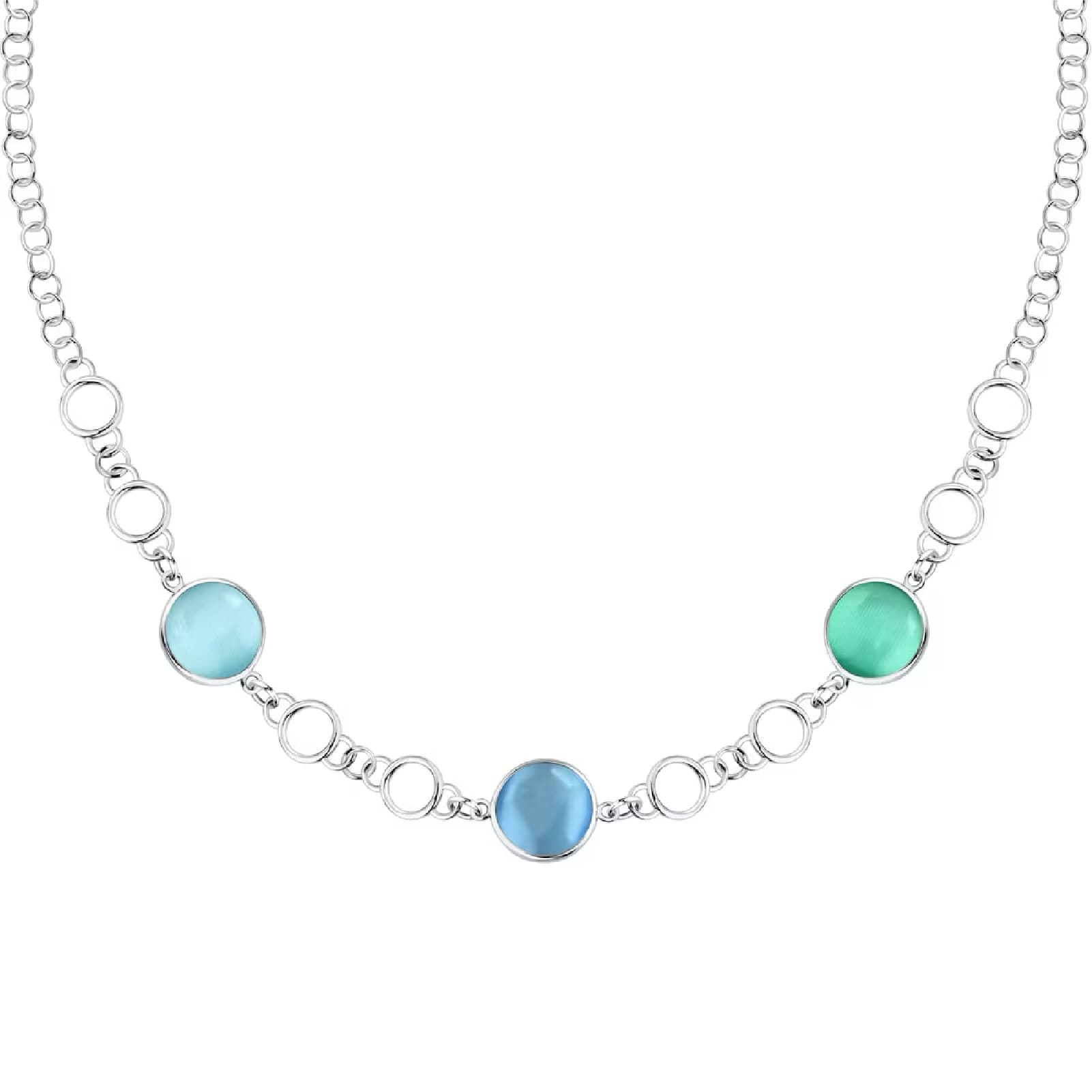 Collana Morellato Venezia argento con tre pietre verdi e blu MISURA UNICA