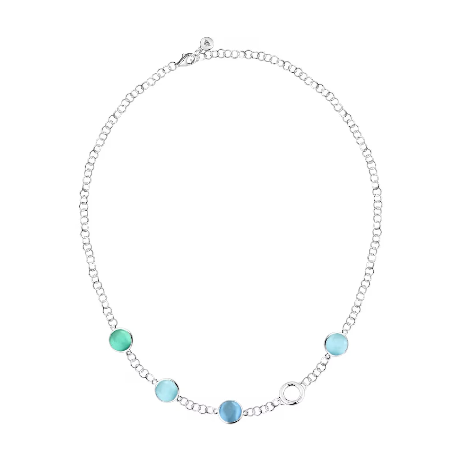 Collana Morellato Venezia argento con quattro pietre verdi blu MISURA UNICA