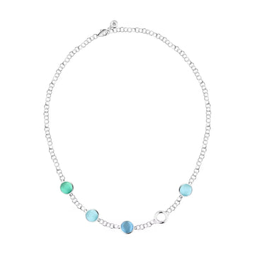 Collana Morellato Venezia argento con quattro pietre verdi blu MISURA UNICA