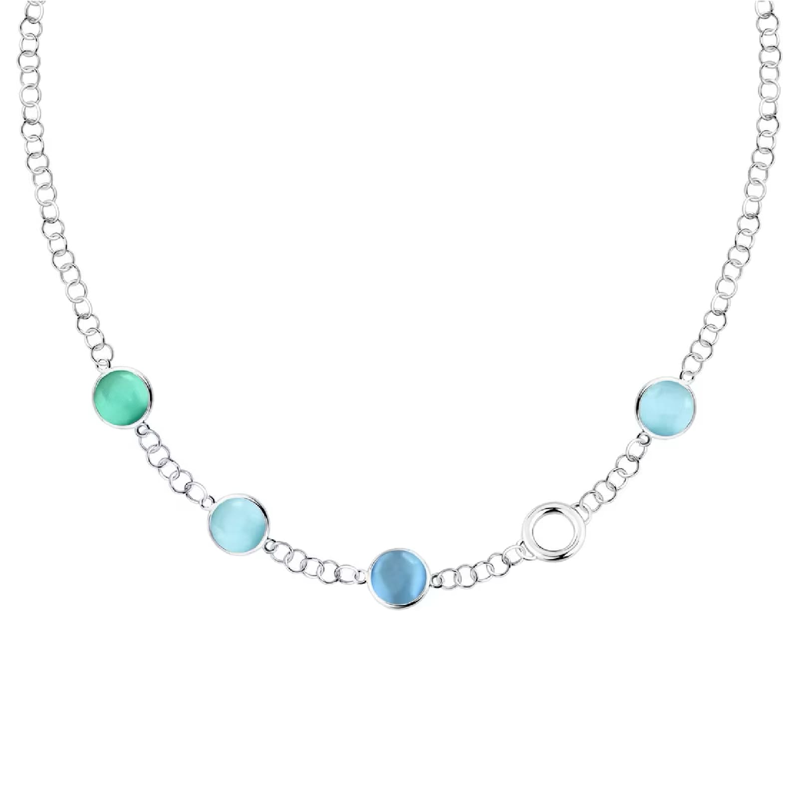 Collana Morellato Venezia argento con quattro pietre verdi blu MISURA UNICA