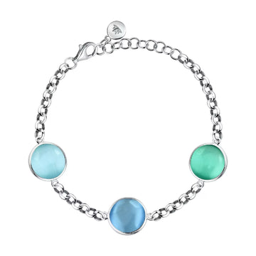 Bracciale catena Morellato Venezia argento e tre pietre grandi 20 cm
