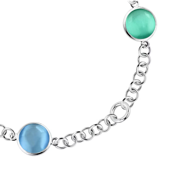 Bracciale catena Morellato Venezia argento e tre pietre blu 19 cm