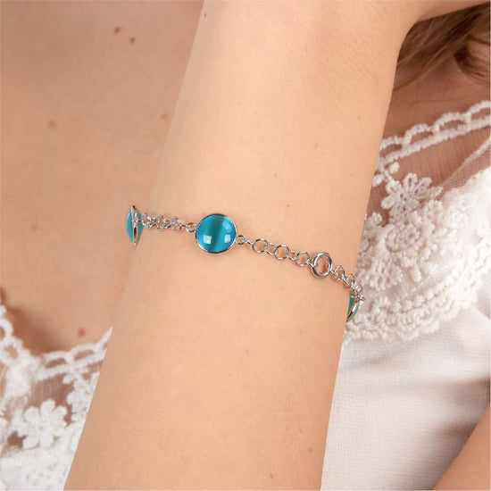 Bracciale catena Morellato Venezia argento e tre pietre blu 19 cm