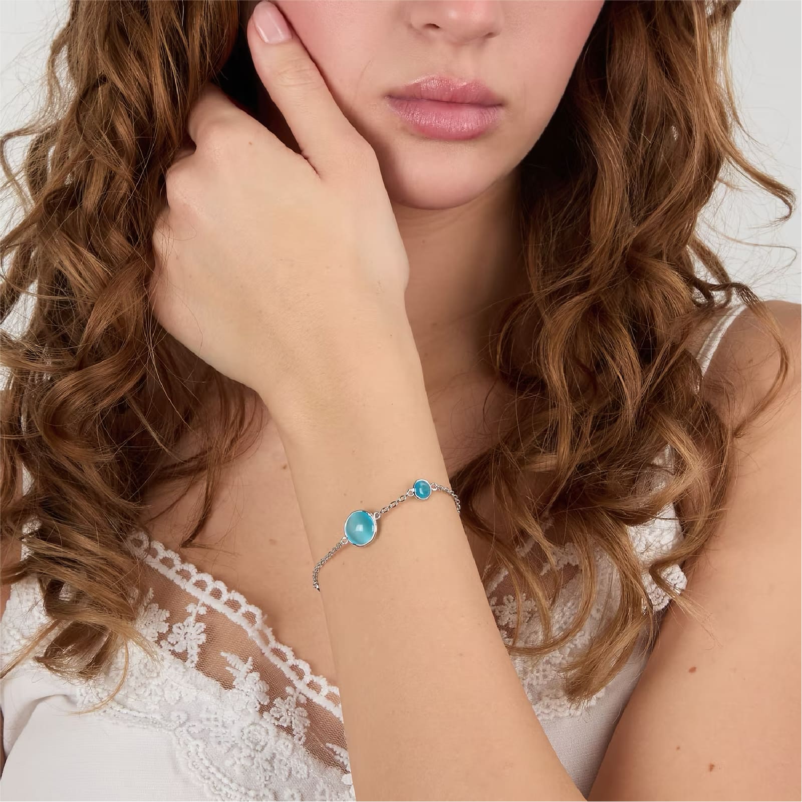 Bracciale catena Morellato Venezia argento e due pietre blu 19 cm