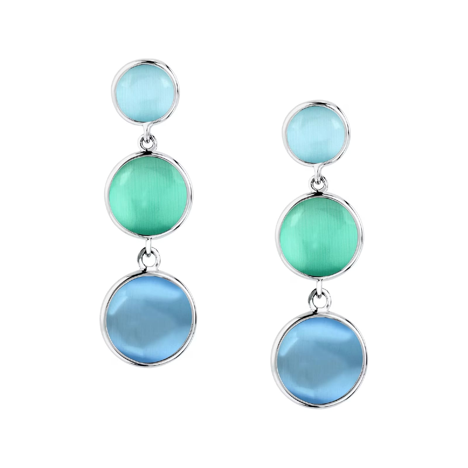 Orecchini Pendenti Lunghi In Argento Sterling Con Topazio Blu E Zirconie - 6 Cm