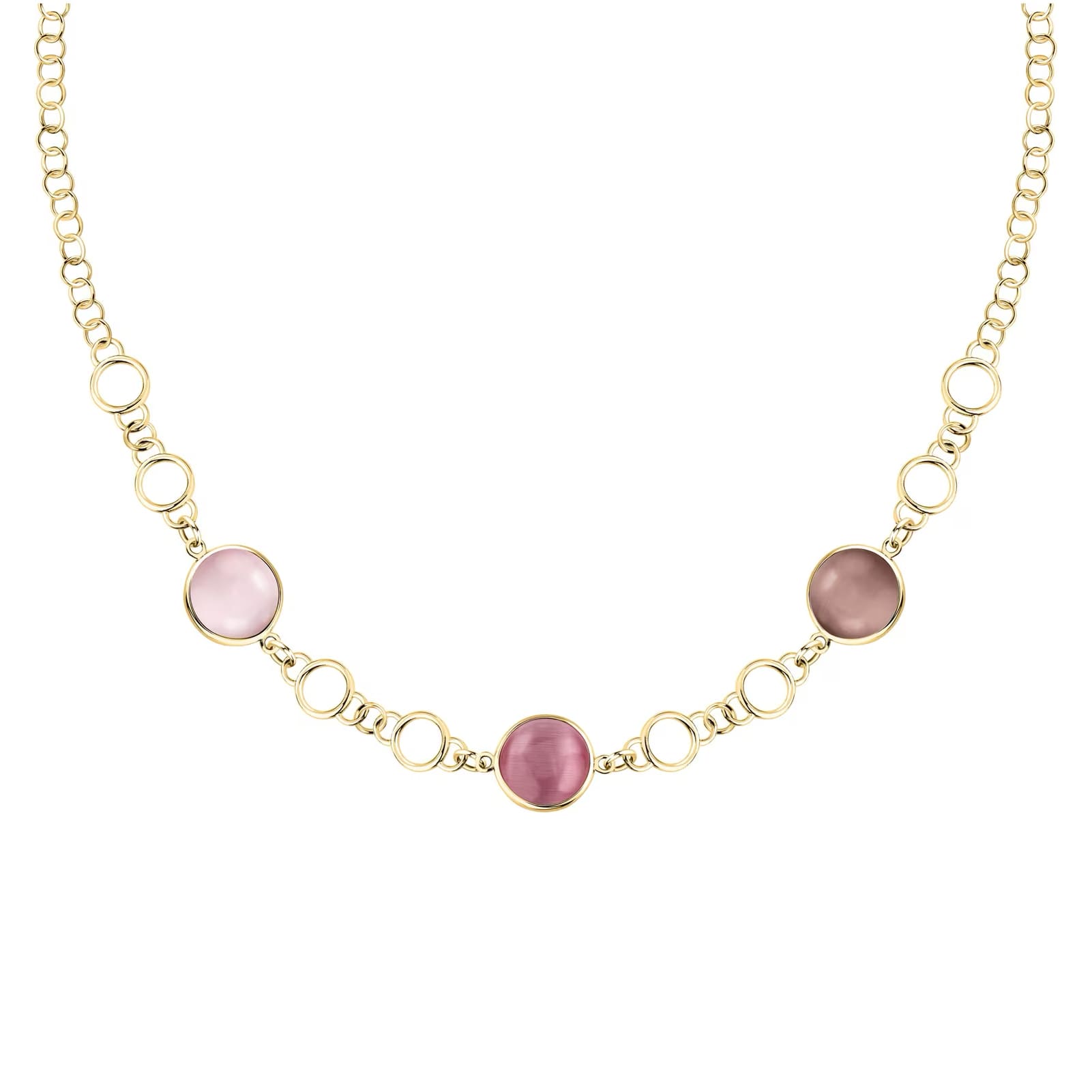 Collana Morellato Venezia argento placcato oro pietre rosa MISURA UNICA
