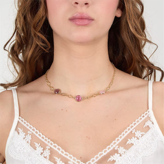 Collana Morellato Venezia argento placcato oro pietre rosa MISURA UNICA