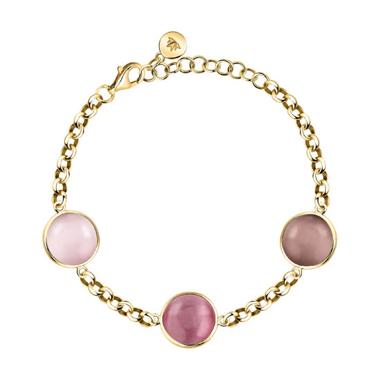 Bracciale Morellato Venezia argento placcato oro pietre rosa 20 cm