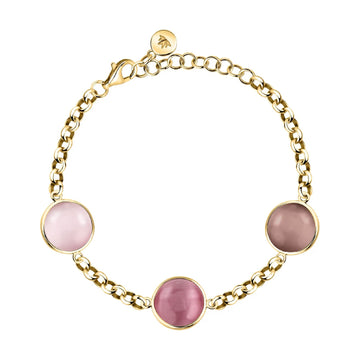 Bracciale Morellato Venezia argento placcato oro pietre rosa 20 cm