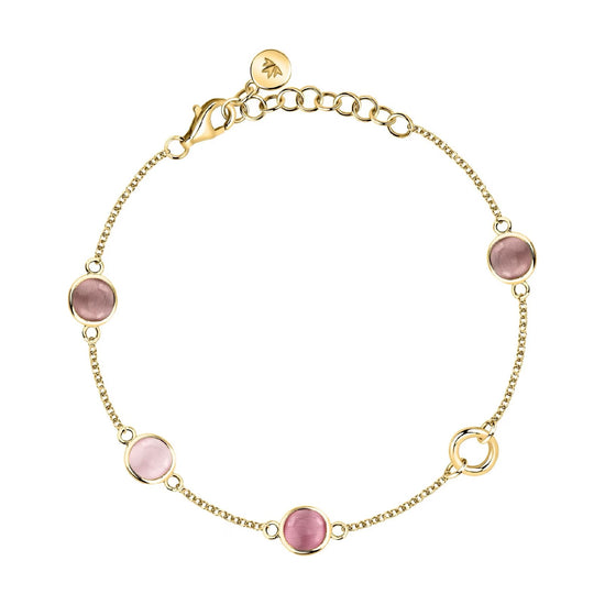 Bracciale Morellato Venezia argento placcato oro pietre beige 19 cm