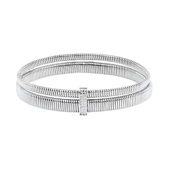 Bracciale elastico Morellato Onda acciaio con cristalli diametro 6 cm