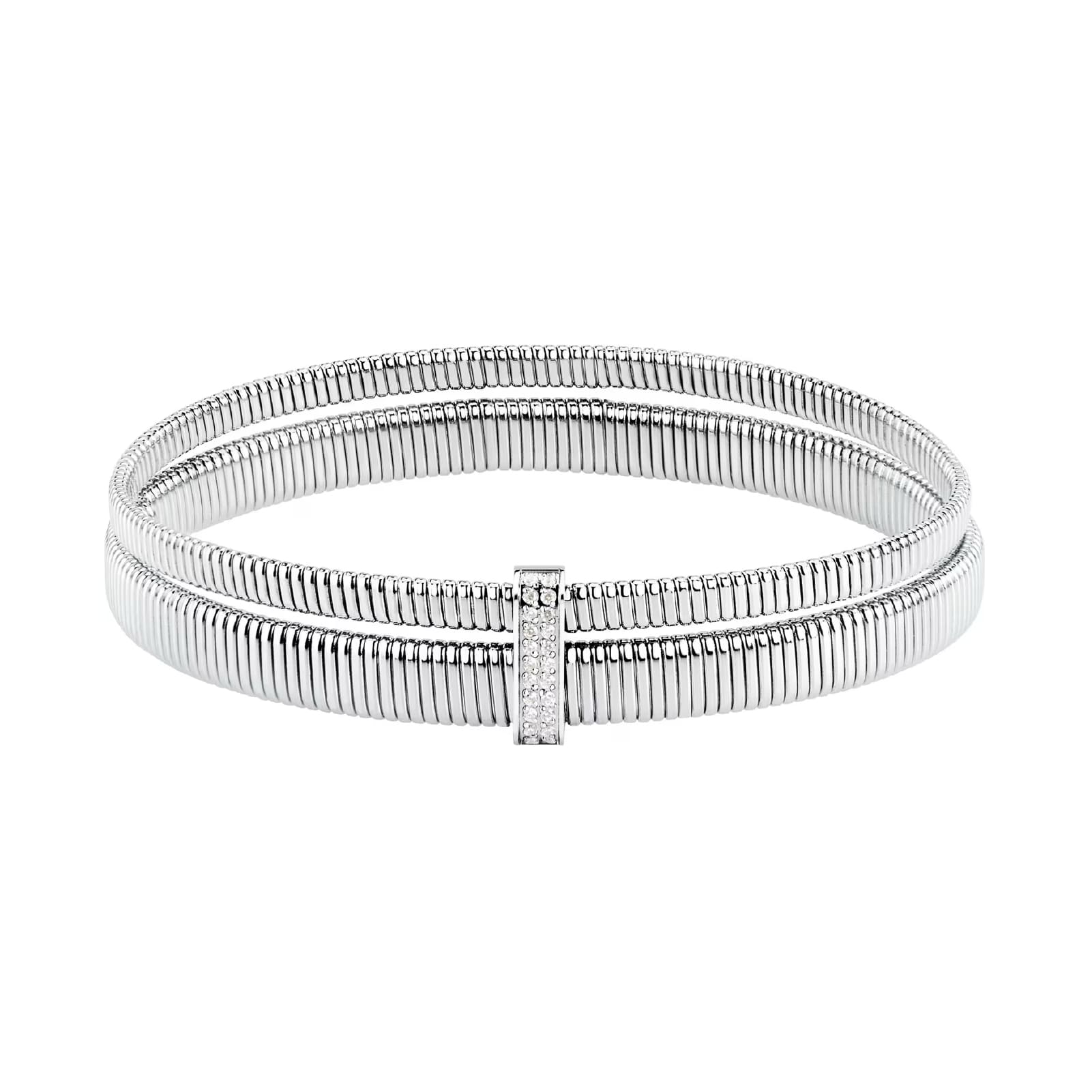 Bracciale elastico Morellato Onda acciaio con cristalli diametro 6 cm