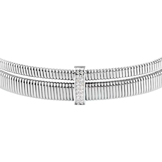 Bracciale elastico Morellato Onda acciaio con cristalli diametro 6 cm