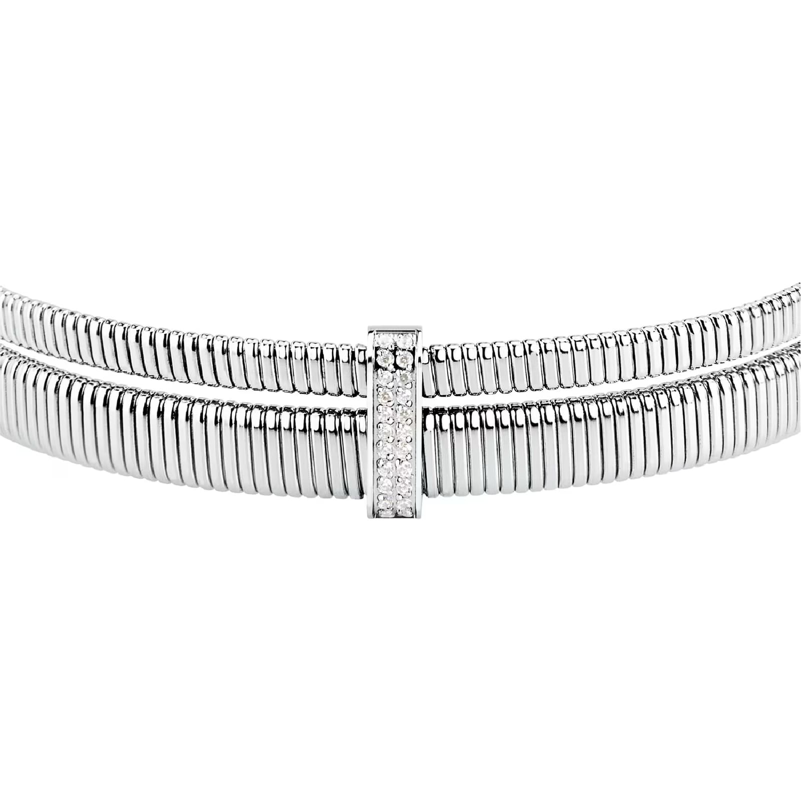 Bracciale elastico Morellato Onda acciaio con cristalli diametro 6 cm