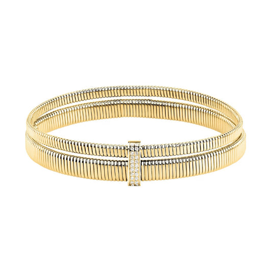 Bracciale elastico Morellato Onda acciaio pvd oro e cristalli diametro 6 cm