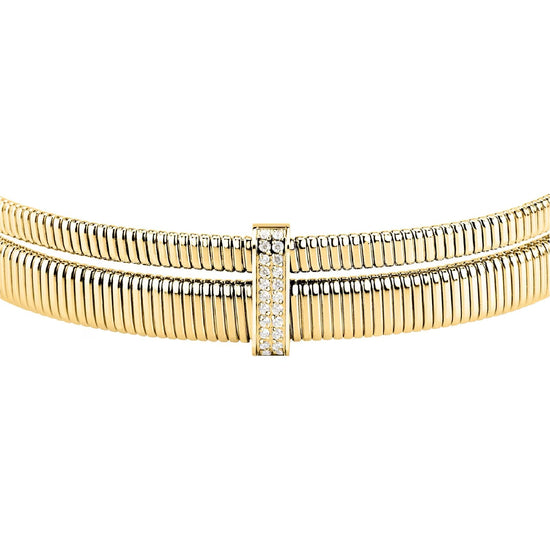 Bracciale elastico Morellato Onda acciaio pvd oro e cristalli diametro 6 cm