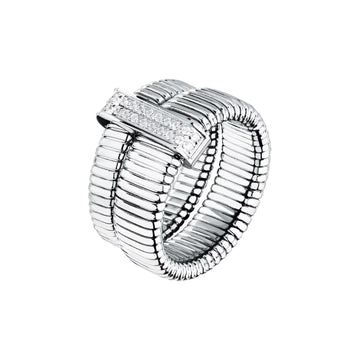Anello Morellato Onda acciaio con doppia fascia e cristalli 14