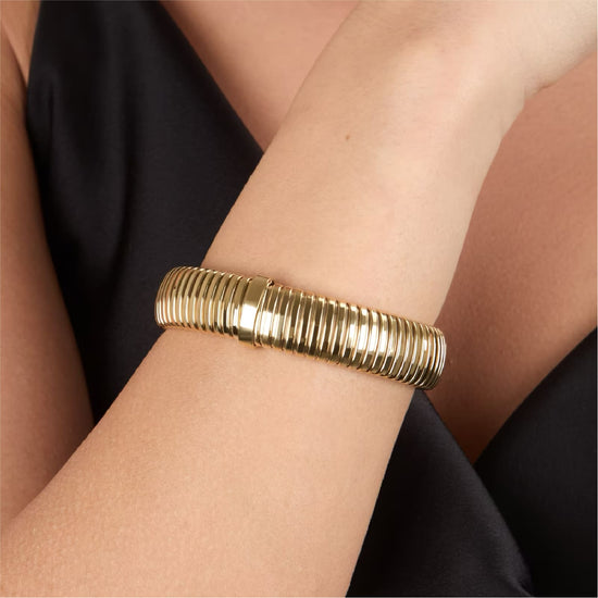 Bracciale bangle Morellato Onda acciaio pvd oro con cristalli diametro 5,5 cm