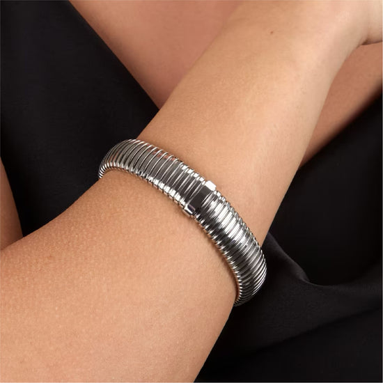 Bracciale bangle Morellato Onda acciaio con cristalli diametro 5,5 cm