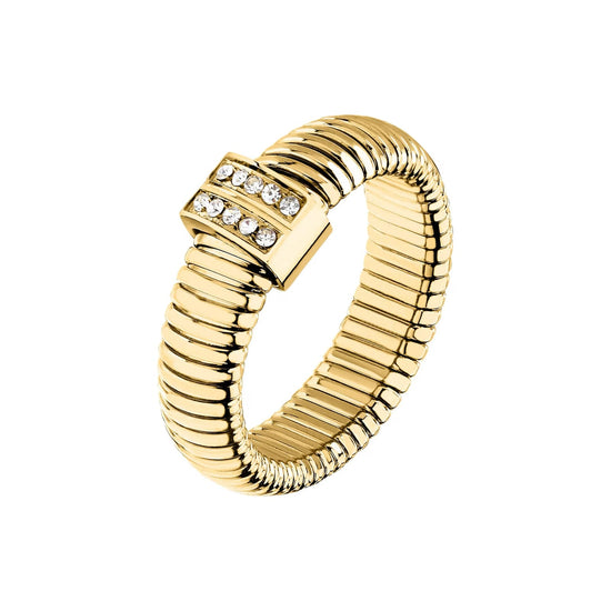 Anello Morellato Onda acciaio pvd oro e cristalli bianchi 14