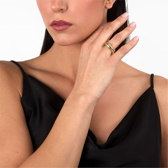 Anello Morellato Onda acciaio pvd oro e cristalli bianchi 14