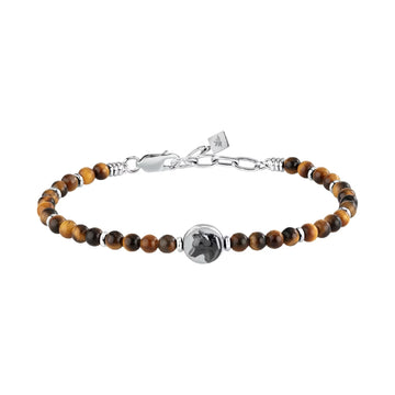 Bracciale Morellato Amuleti in acciaio e occhio di tigre 22 cm
