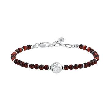 Bracciale Morellato Amuleti in acciaio e occhio tigre rossa 22 cm