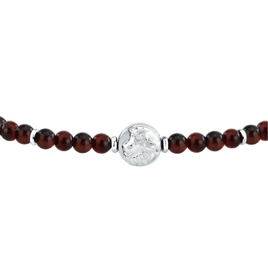 Bracciale Morellato Amuleti in acciaio e occhio tigre rossa 22 cm