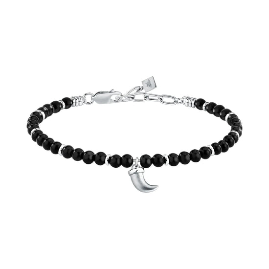 Bracciale Morellato Amuleti in acciaio e ossidiana nera 22 cm