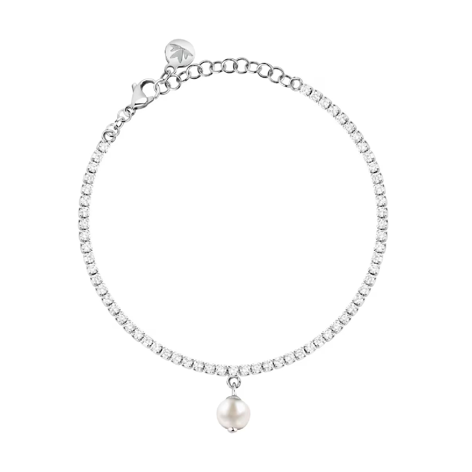 Bracciale tennis Morellato in argento con perla pendente Regolabile 16-19 cm