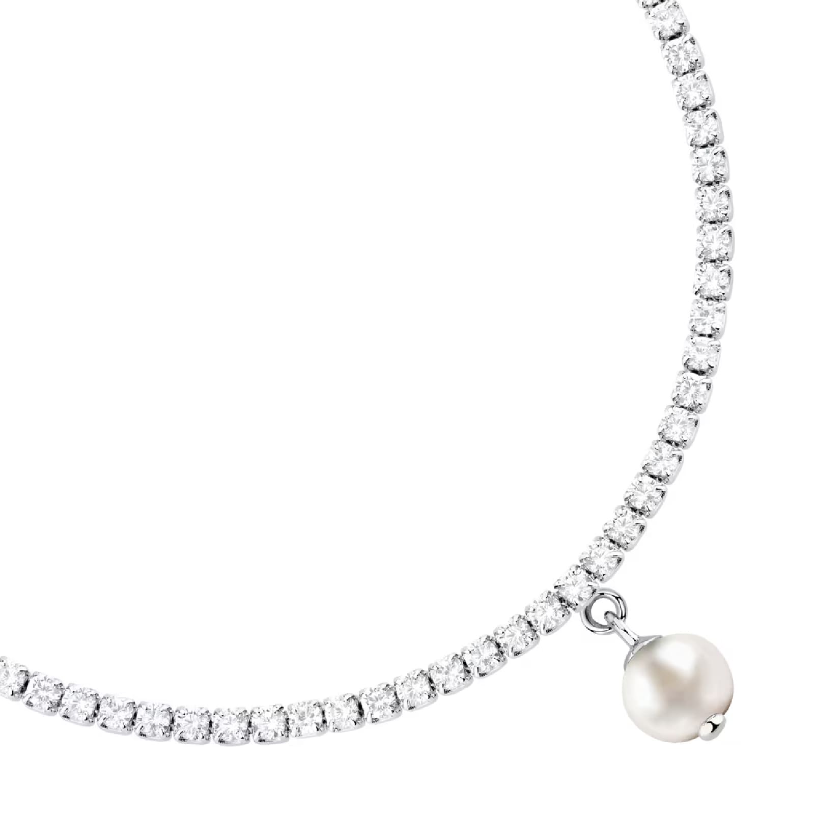 Bracciale tennis Morellato in argento con perla pendente Regolabile 16-19 cm
