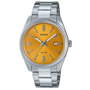 Orologio solo tempo da donna Casio Timeless con cassa 38mm e bracciale in acciaio quadrante giallo MTP-1302PD-9AVEF