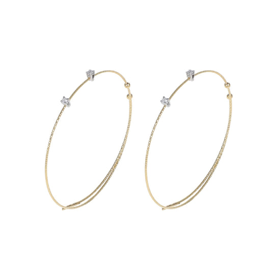 Orecchini MagicWire in oro 18kt cerchio 4 mm e diamanti MISURA UNICA