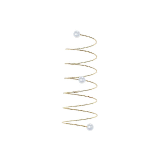 Anello MagicWire in oro 18kt a spirale con perle bianche 13