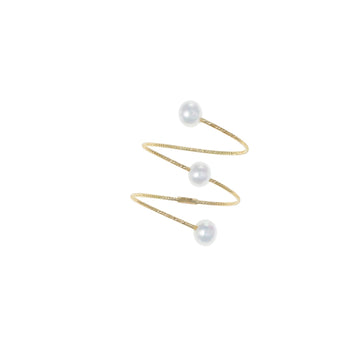 Anello donna MagicWire in oro 18kt a spirale con tre perle 13