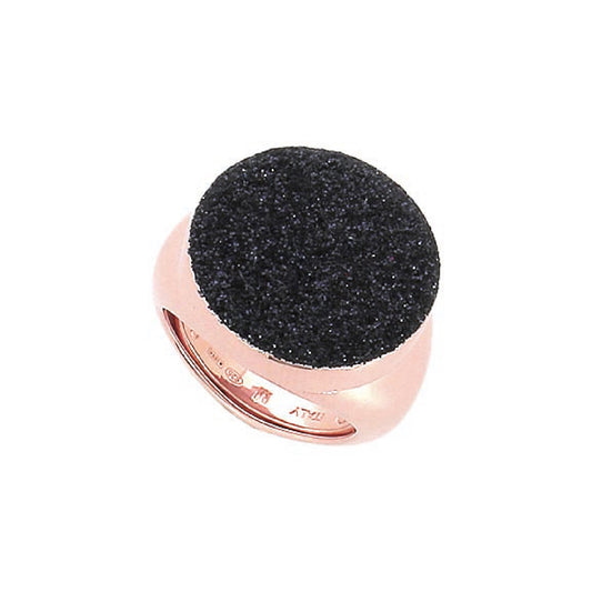 Anello chevalier Pesavento in argento rosé e polvere nera 17