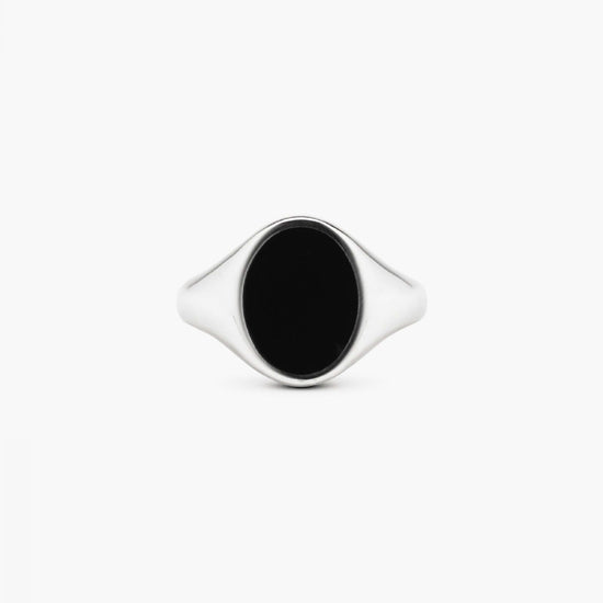 Anello chevalier tondo Nove25 Timeless unisex argento e smalto nero N25ANE00067-1