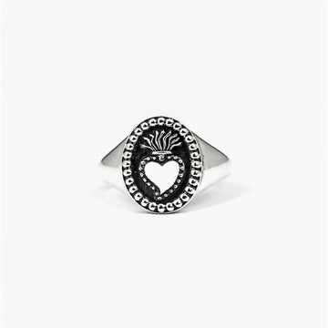 Anello chevalier ovale Nove25 Traditional donna argento con cuore ex-novo N25ANE00088-1