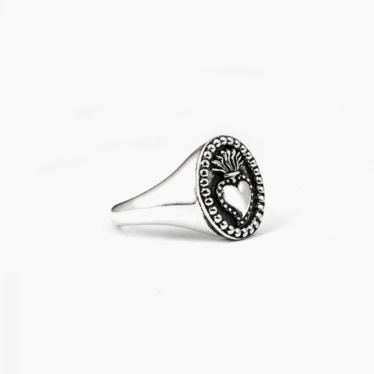Anello chevalier ovale Nove25 Traditional donna argento con cuore ex-novo N25ANE00088-2
