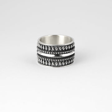 Anello fascia Nove25 Etnochic unisex in argento e disegni etnici N25ANE00127-1