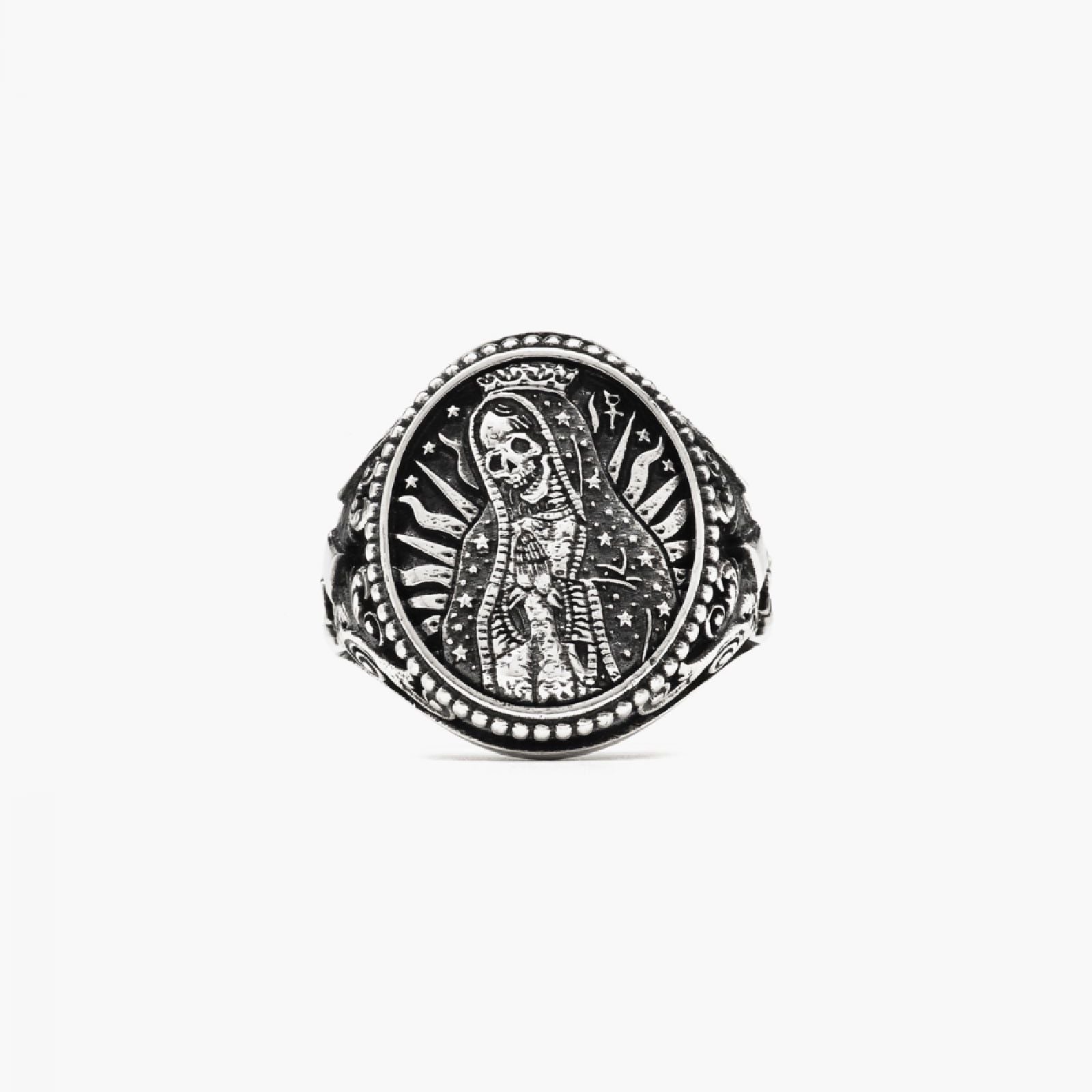 Anello chevalier Nove25 Traditional unisex in argento con Santa Muerte N25ANE00157-1