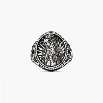 Anello chevalier Nove25 Traditional unisex in argento con Santa Muerte N25ANE00157-1