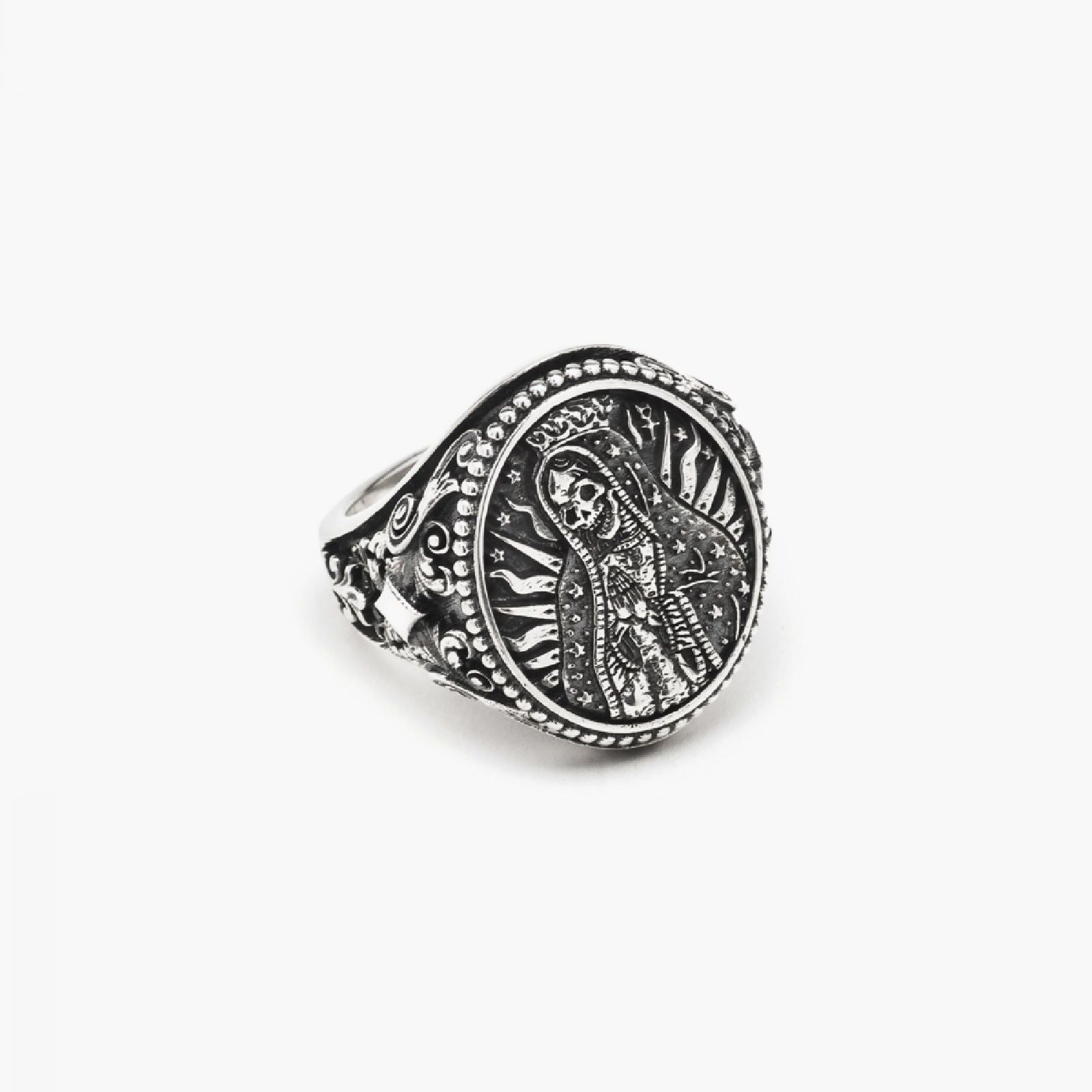 Anello chevalier Nove25 Traditional unisex in argento con Santa Muerte N25ANE00157-2